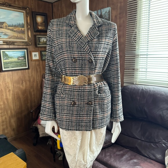 Oversized Tweed Double Breasted Blazer - Picture 1 of 9